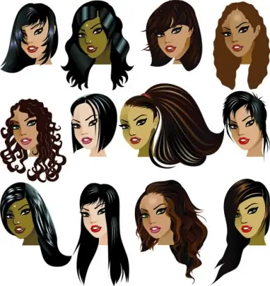 various womens haircut design vector