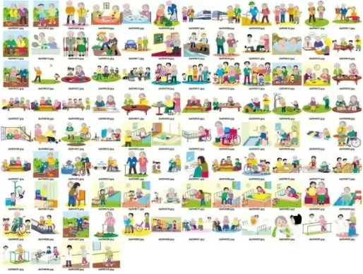 vector 100 elderly people living