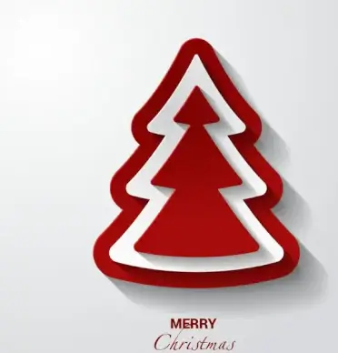 vector 3d red white christmas tree