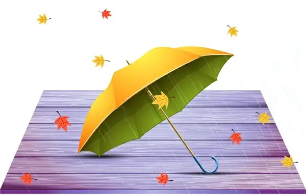 vector autumn background with yellow umbrella
