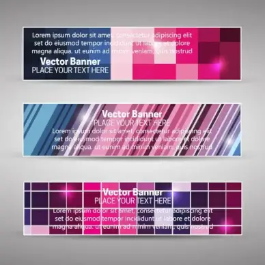 vector banner sets with abstract colorful background