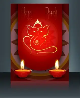 vector beautiful diwali celebration brochure card template