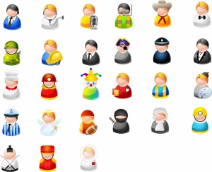 human career icons colorful modern sketch cartoon characters