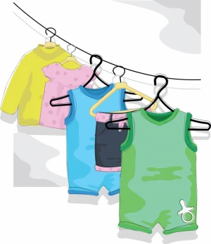 baby shower background hanging clothes sketch handdrawn classic