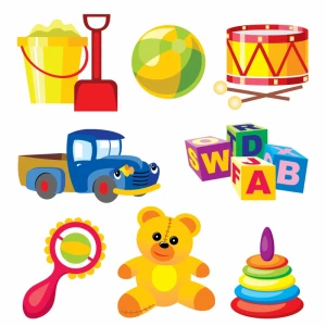 baby toys icons colorful modern 3d design