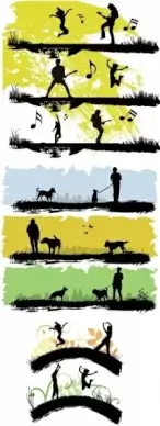 vector characters buildings scenes silhouette vector 02