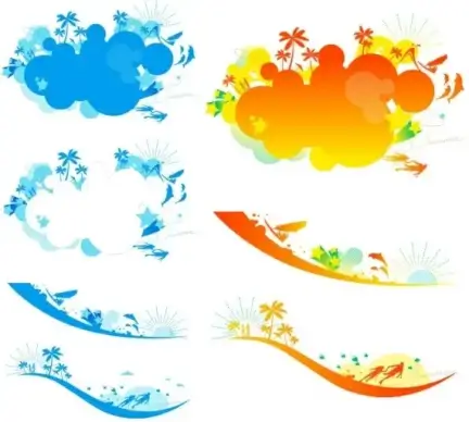 vector colorful beach
