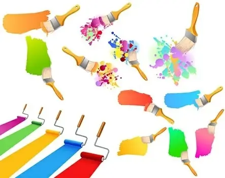 paint brush icons collection colorful grunge design