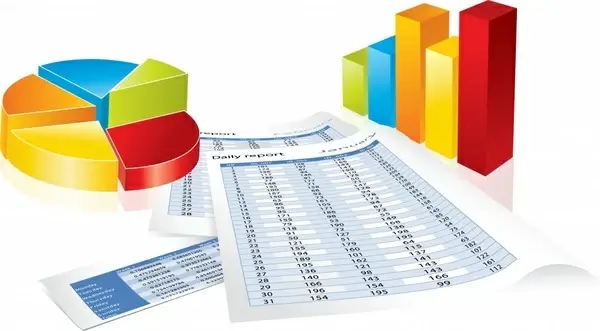 statistic design elements chart report icons 3d design