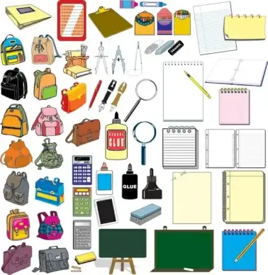 vector elements of school supplies set