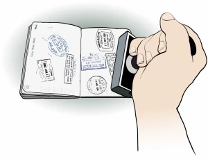 passport sealing background 3d handdrawn sketch