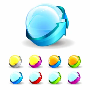 Vector glass icon with 3D arrow around.