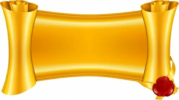 diploma banner template shiny golden 3d classical scroll