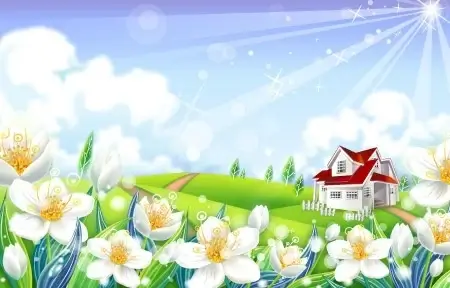 landscape background sparkling sunshine design white flowers decoration