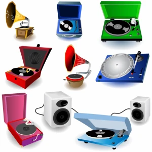 music playing instrument icons colored 3d design