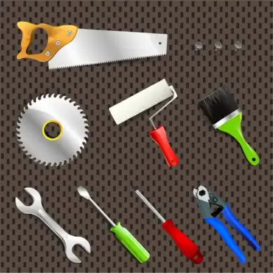 vector illustration of collection of household tools