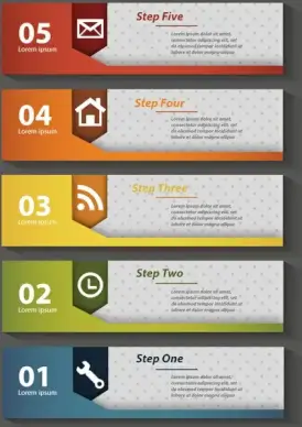 vector illustration of steps infographic on horizontal banners