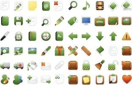 various digital icons collection colored style design