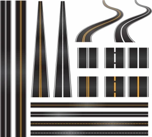 road icons modern flat 3d sketch