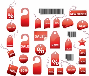 christmas tags templates modern red flat blank shapes