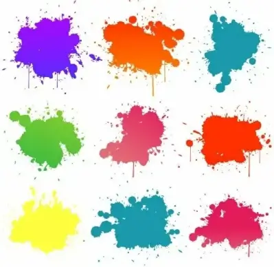 Vector Set Of Colored Blots On The White Background