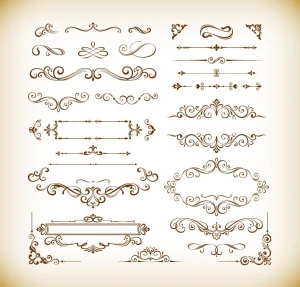 vector set of decorative floral elements for design