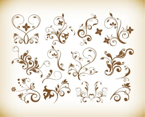 vector set of decorative floral vintage vector design elements