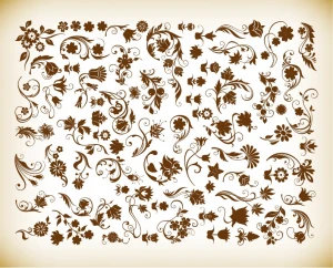 vector set of floral vintage vector design elements