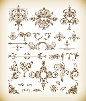 vector set of vintage floral elements