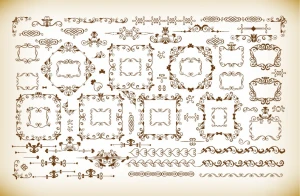 vector set of vintage frames and dividers