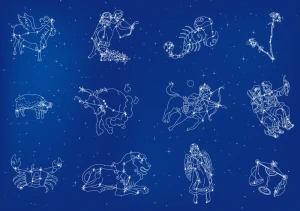 zodiac icons sparkling constellation layout sketch