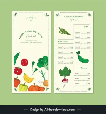 vegan menu template healthy vegetables decor