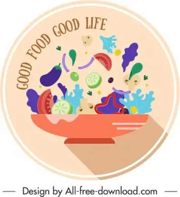 vegetable cuisine label template colorful dynamic design