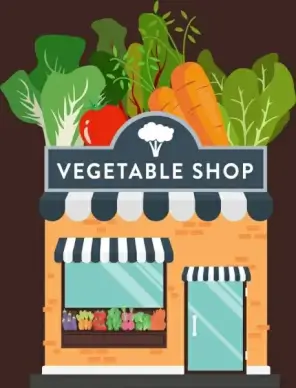 vegetable shop advertising banner colorful icons decor