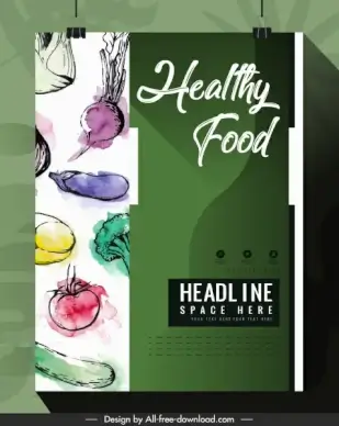 vegetables brochure template colorful retro grunge decor