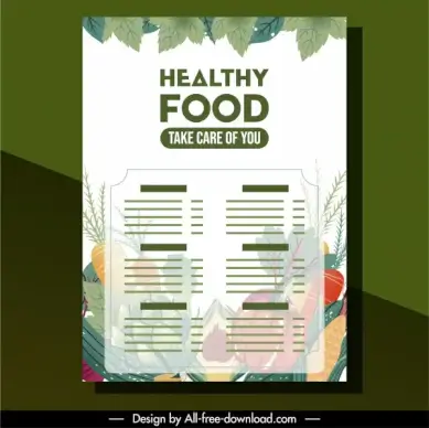 vegetables menu template elegant colorful blurred decor