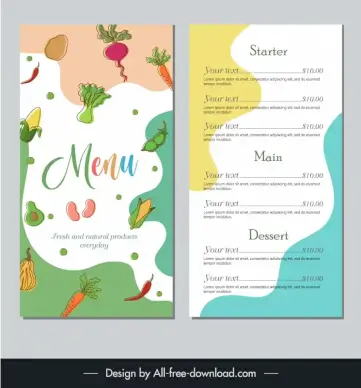 vegetarian food menu template flat classic dynamic handdrawn