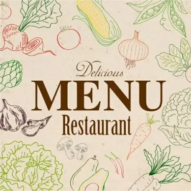 vegetarian menu template vegetable icon sketch