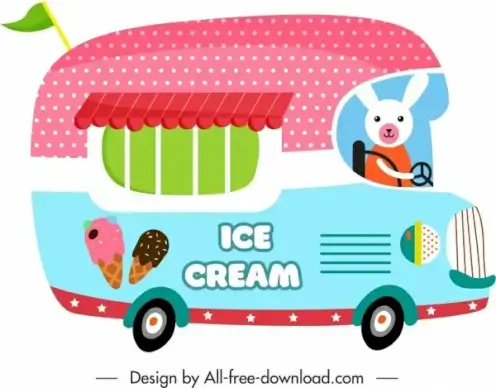 vendor car icon cute flat design cartoon sketch