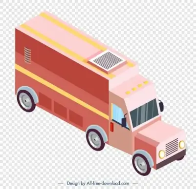vendor truck icon pink 3d sketch