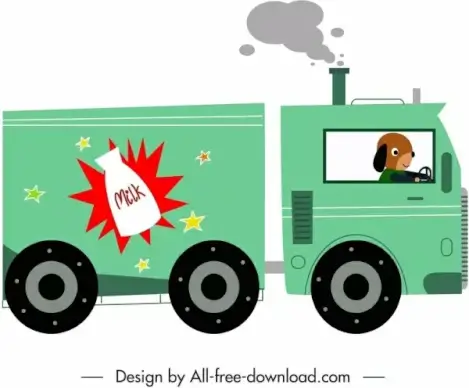 vendor truck icon stylized cartoon character sketch