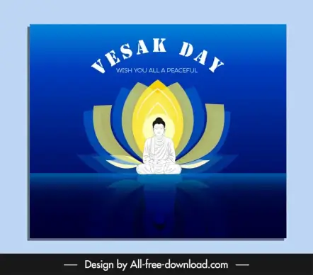 vesak day banner template buddha with lotus sketch