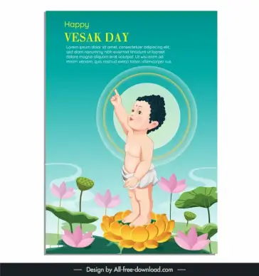 vesak day banner template cute kid cartoon