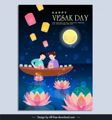 vesak day festival poster template cute cartoon