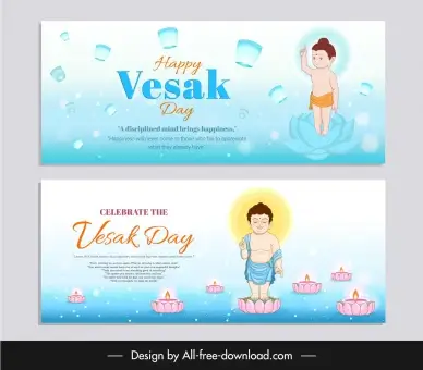 vesak festival banner templates collection cute cartoon