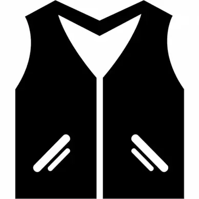 vest sign icon symmetric flat black white contrast outline