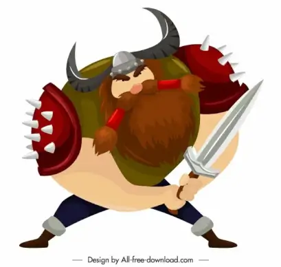 viking knight icon sword weapon sketch cartoon character