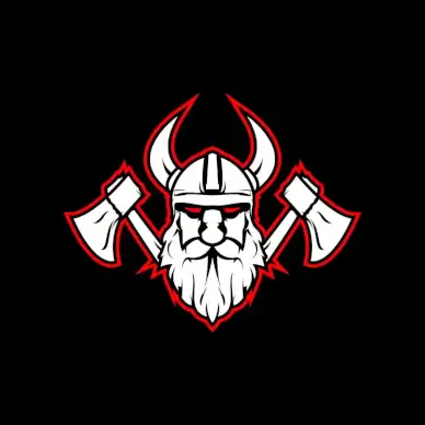 viking logo template flat retro symmetric warrior face weapon sketch 