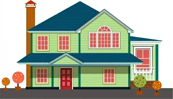 villa design sketch two stories and chimney style