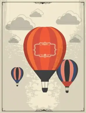 vintage background design clouds balloons decoration